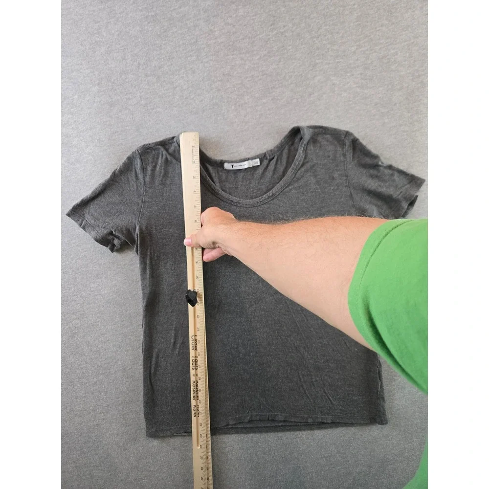 T by Alexander Wang Pocket Tee Women Small Charcoal Grey Scoop Neck Short Sleeve